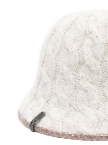 Brunello Cucinelli cable-knit sequined bucket hat - Img 2