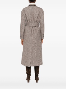 Brunello Cucinelli Coat in diagonal melange virgin wool and silk with belt and monili - Img 4