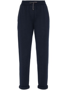 Brunello Cucinelli Cotton and silk interlock trousers with shiny pocket detail