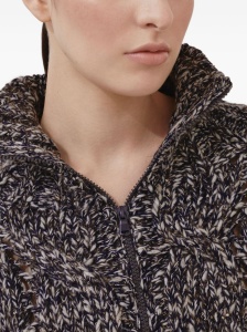 Brunello Cucinelli Dazzling chiné cable knit cardigan in soft wool, cashmere and mohair with zipper - Img 4