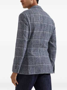 Brunello Cucinelli Deconstructed Cavallo jacket in Prince of Wales overcheck alpaca and wool with metal buttons - Img 2