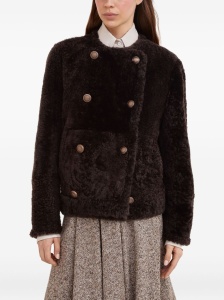 Brunello Cucinelli Fuzzy shearling reversible cropped pea coat - Img 3
