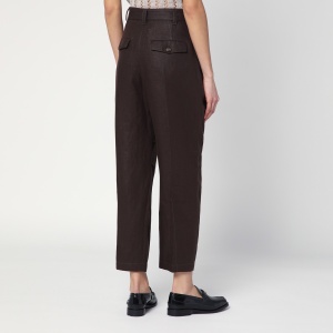 Brunello Cucinelli Linen trousers with brown belt - Img 2
