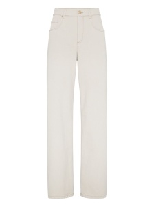 Brunello Cucinelli Stretch dyed denim loose barrel trousers with monili