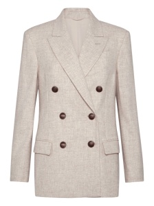 Brunello Cucinelli Virgin wool and cashmere twill flannel blazer with monili