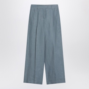 Brunello Cucinelli Wide avio-colored trousers in linen blend