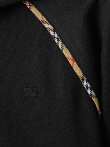 Burberry Cotton blend zip-up hoodie with check trim - Img 2