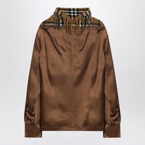 Burberry Satin Shirt with Check Panel - Img 2