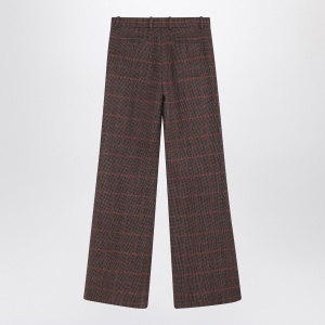Chloé Brown flared checkered wool trousers - Img 2