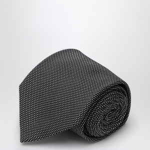 Destin Black/white silk small polka dot tie