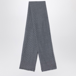 Destin White/black check wool scarf