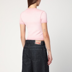 Diesel T-Ele T-shirt in powder pink stretch cotton - Img 2