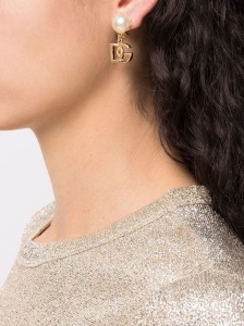 Dolce & Gabbana DG Logo and Pearl Earrings - Img 2