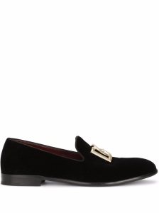 Dolce & Gabbana DG logo velvet slippers