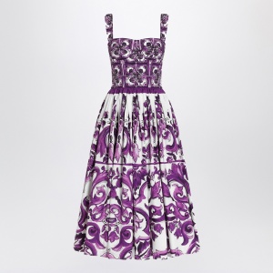 Dolce & Gabbana Dolce&Gabbana Dress with purple majolica print in cotton poplin