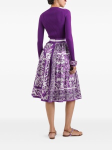 Dolce & Gabbana Gathered twill skirt with maiolica print - Img 3