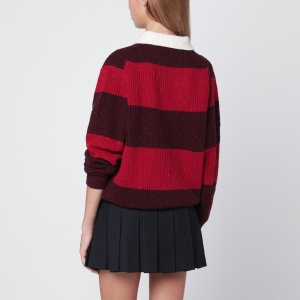 Dunst Red/burgundy striped wool blend polo shirt - Img 2