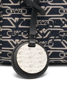 Emporio Armani Small tote bag in all-over monogram jacquard canvas - Img 2
