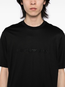 Emporio Armani T-shirt with embossed logo embroidery in lyocell blend jersey - Img 3