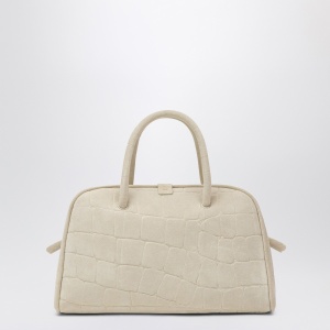 JACQUEMUS Ivory crocodile effect leather travel bag - Img 2