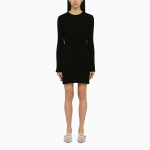 LouLou De Saison Black ribbed silk blend mini dress