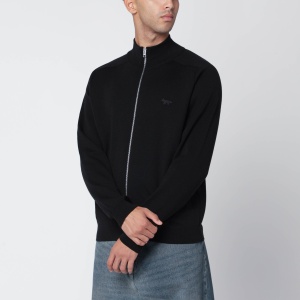 Maison Kitsuné Black wool zip cardigan
