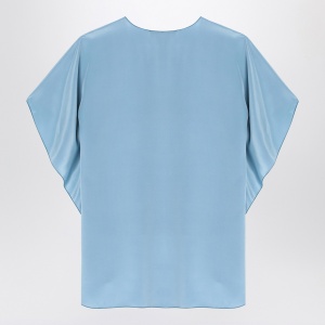 Max Mara Pianoforte Light blue flowy silk blouse - Img 2