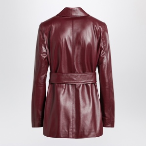 Max Mara Studio Jacket with belt in Bordeaux nappa leather - Img 2