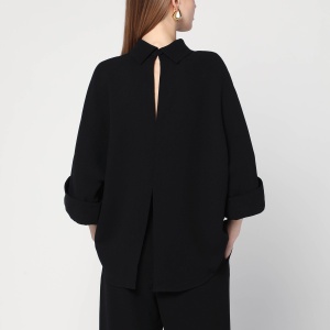 MKDT Studio Black Bailee blouse in crêpe georgette - Img 2