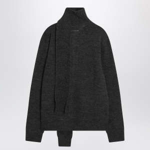 MM6 Maison Margiela Grey wool-blend cardigan with scarf - Img 2