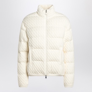 Moncler White puffer jacket with braids in cotton blend