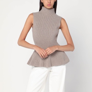 Róhe Sleeveless taupe mélange top in cashmere blend
