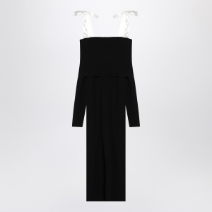 ROTATE Birger Christensen Black midi dress with bows - Img 2