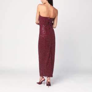 ROTATE Birger Christensen Long bordeaux dress with sequins - Img 2