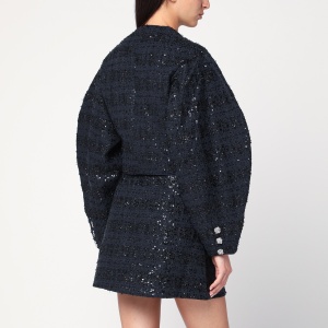 ROTATE Birger Christensen Navy blue Bouclé jacket with sequins - Img 2