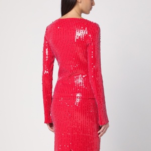 ROTATE Birger Christensen Red sweater with micro sequins - Img 2