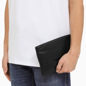 Saint Laurent Black padded leather clutch bag with logo - Img 2