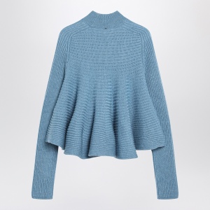 Sportmax Baby-doll blue knit top in wool - Img 2