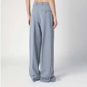 Stella McCartney Wide-leg light grey Falabella pants with chain - Img 2