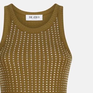 The Attico Military green mini dress with rhinestones - Img 2