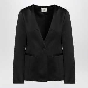 the garment Black single breasted cotton blend jacket