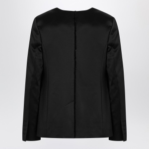 the garment Black single breasted cotton blend jacket - Img 2