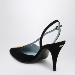 Valentino Garavani High slingback Foliefoliage black and gold - Img 2