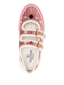 Valentino Garavani Jewel-embellished buckle sneakers - Img 4
