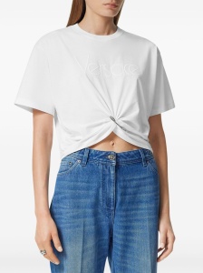 Versace logo-embroidered T-shirt in white - Img 4