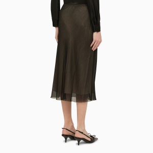 Vince Black and beige viscose midi skirt - Img 2
