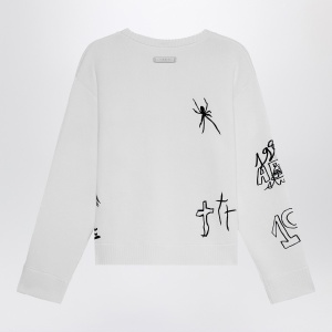 1989 STUDIO Embroidery crop knit round neck white - Img 2
