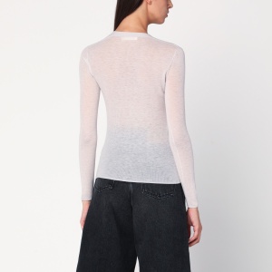 6397 Ivory semi-sheer knit cardigan - Img 2