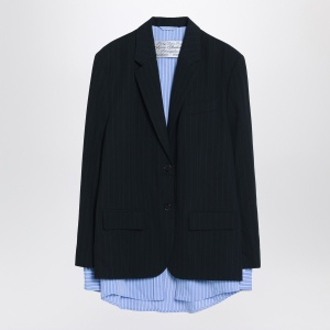 Acne Studios Navy blue single-breasted jacket with shirt detail - Img 3