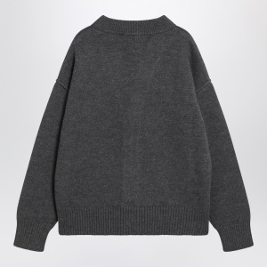 Ami Paris Ami De Coeur heather grey wool cardigan - Img 2